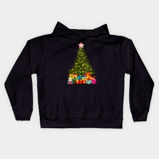 Merry Christmas Tree With Lights & Gifts Kids Hoodie